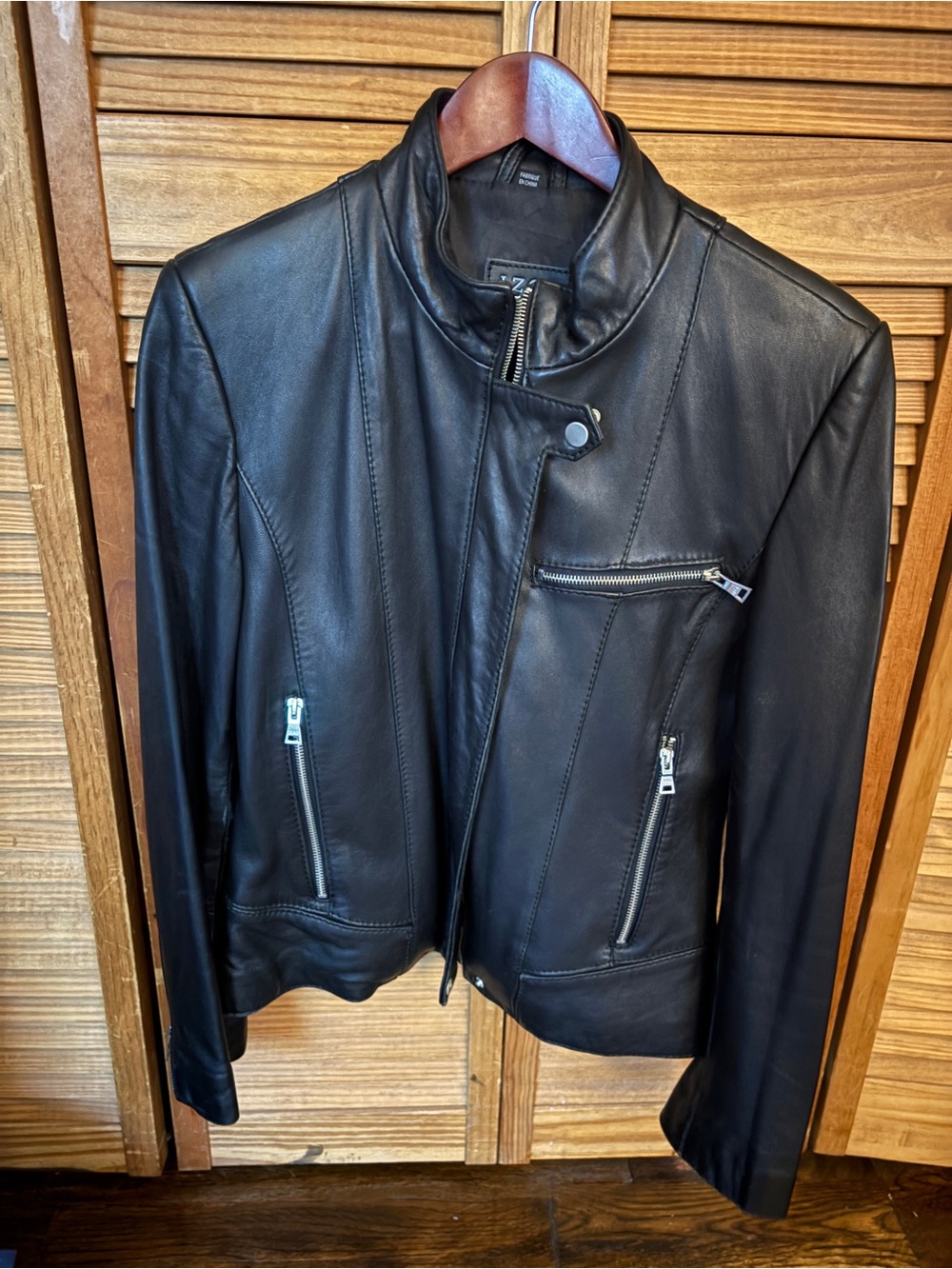 Women's Black Leather Moto Jacket